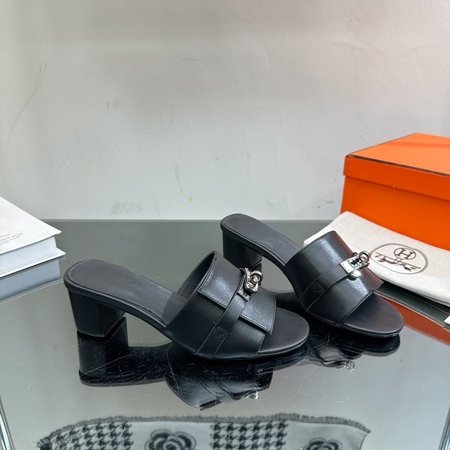 Hermes Classic Kelly buckle flat slippers thick heel slippers