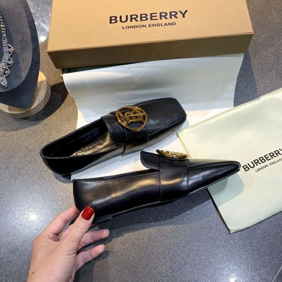 Burberry Classic Logo Decor Comfortable Leather Office Shoes