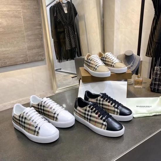 Burberry Retro Plaid Leather Comfort Sneakers