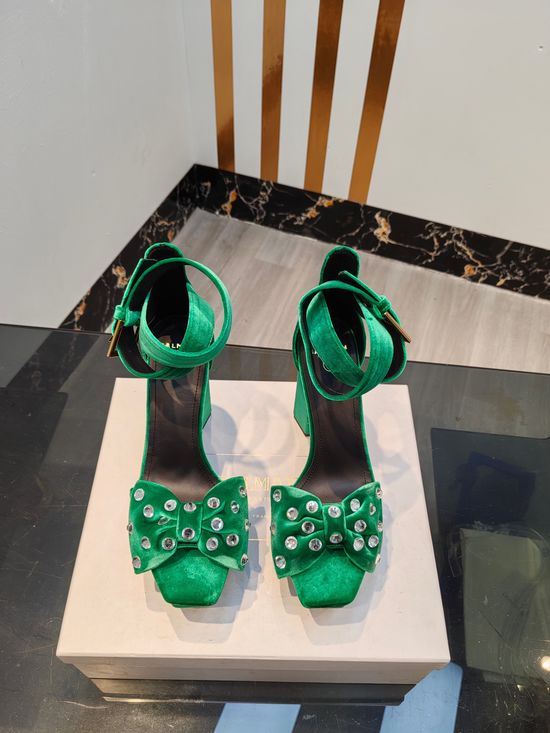 Balmain Suede Rhinestone Stiletto Heel Sandals With Leather Sole