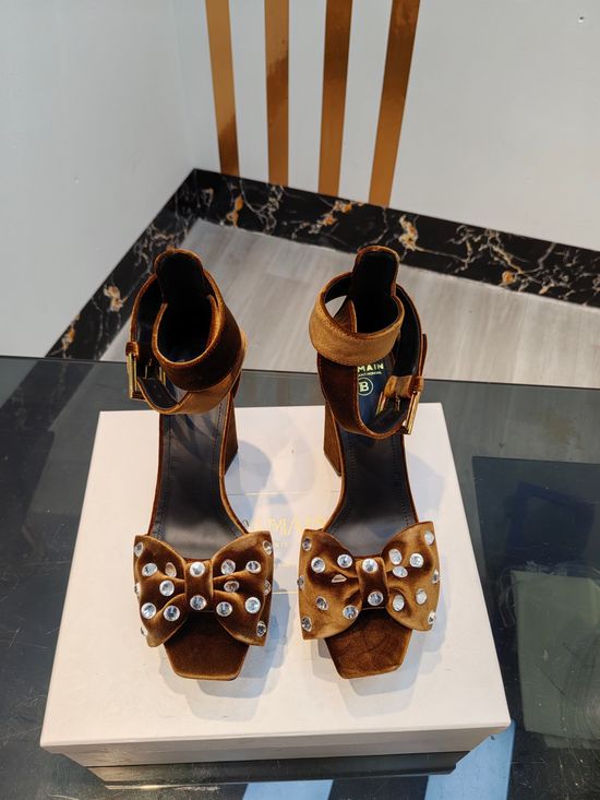 Balmain Suede Rhinestone Stiletto Heel Sandals With Leather Sole
