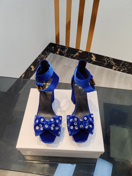Balmain Suede Rhinestone Stiletto Heel Sandals With Leather Sole