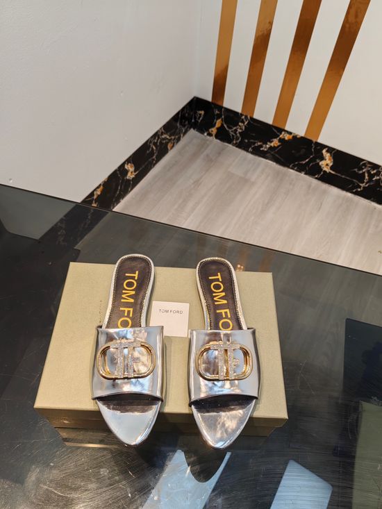 Tom Ford Patent Leather High Heel Slides With Leather Lining
