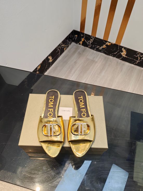 Tom Ford Patent Leather High Heel Slides With Leather Lining