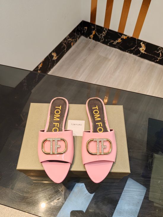 Tom Ford Patent Leather High Heel Slides With Leather Lining