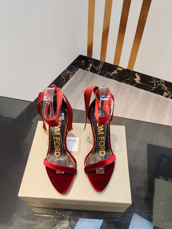 Tom Ford Suede Peep Toe Stiletto Heel Sandals With Leather Insole