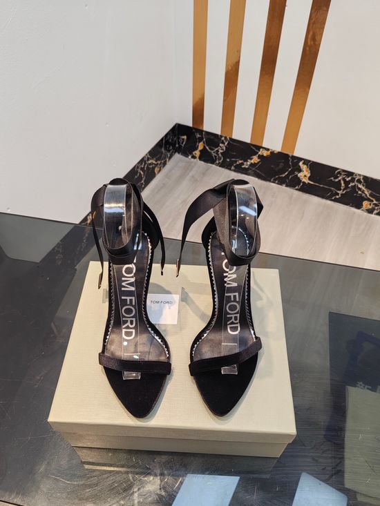 Tom Ford Suede Peep Toe Stiletto Heel Sandals With Leather Insole