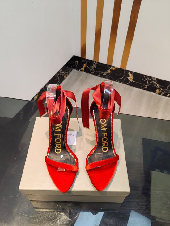 Tom Ford Suede Peep Toe Stiletto Heel Sandals With Leather Insole