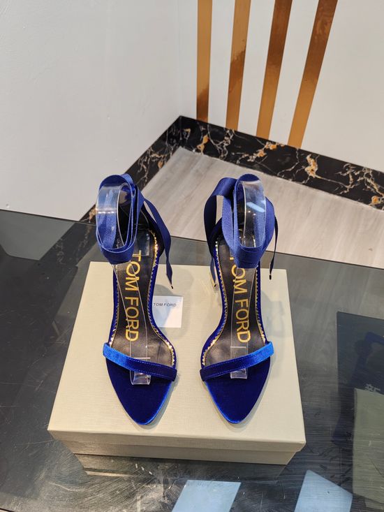Tom Ford Suede Peep Toe Stiletto Heel Sandals With Leather Insole