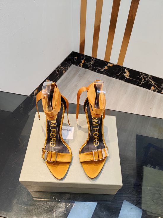 Tom Ford High-heeled Open-toe Silk Sandals with Leather Insole