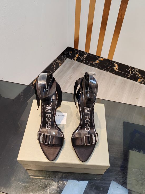 Tom Ford High-heeled Open-toe Silk Sandals with Leather Insole