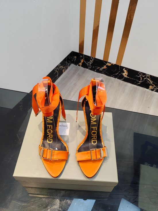 Tom Ford High-heeled Open-toe Silk Sandals with Leather Insole