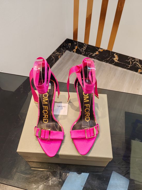 Tom Ford High-heeled Open-toe Silk Sandals with Leather Insole