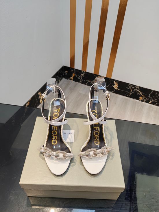 Tom Ford High-heeled Leather Sandals with Genuine Leather Sole