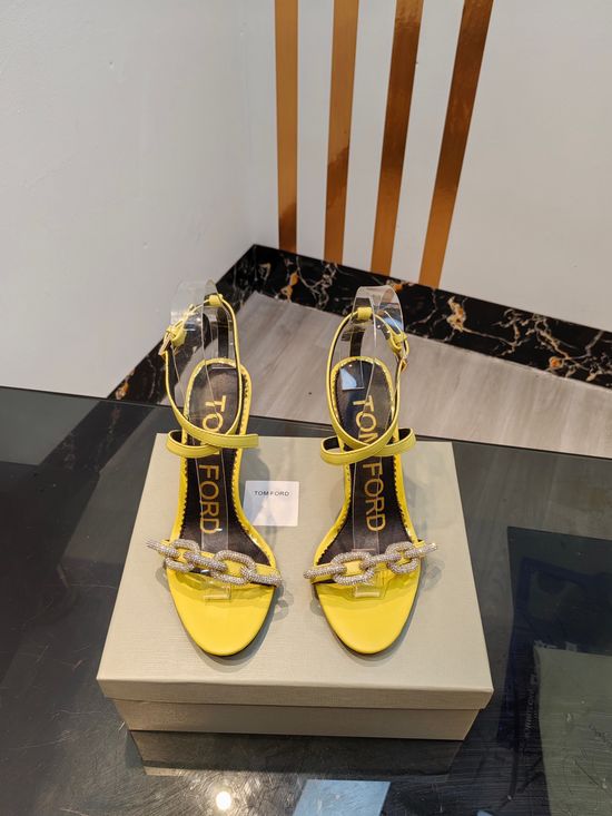 Tom Ford High-heeled Leather Sandals with Genuine Leather Sole