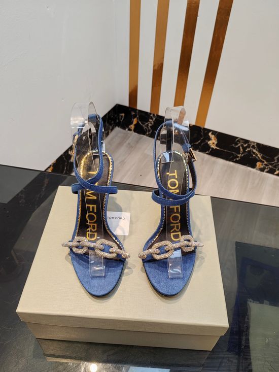 Tom Ford High-heeled Leather Sandals with Genuine Leather Sole