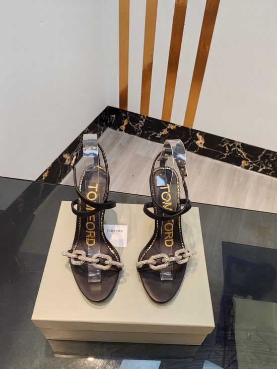 Tom Ford High-heeled Leather Sandals with Genuine Leather Sole