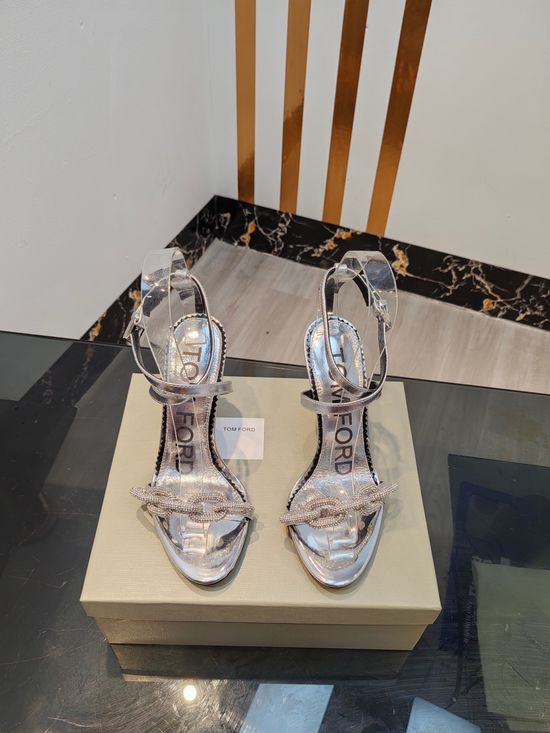 Tom Ford High-heeled Leather Sandals with Genuine Leather Sole