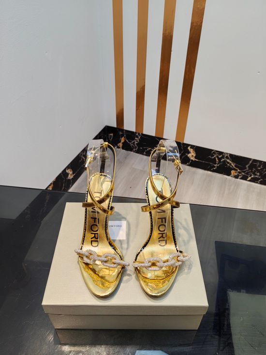 Tom Ford High-heeled Leather Sandals with Genuine Leather Sole