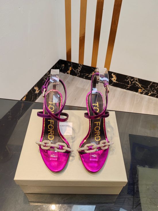 Tom Ford High-heeled Leather Sandals with Genuine Leather Sole