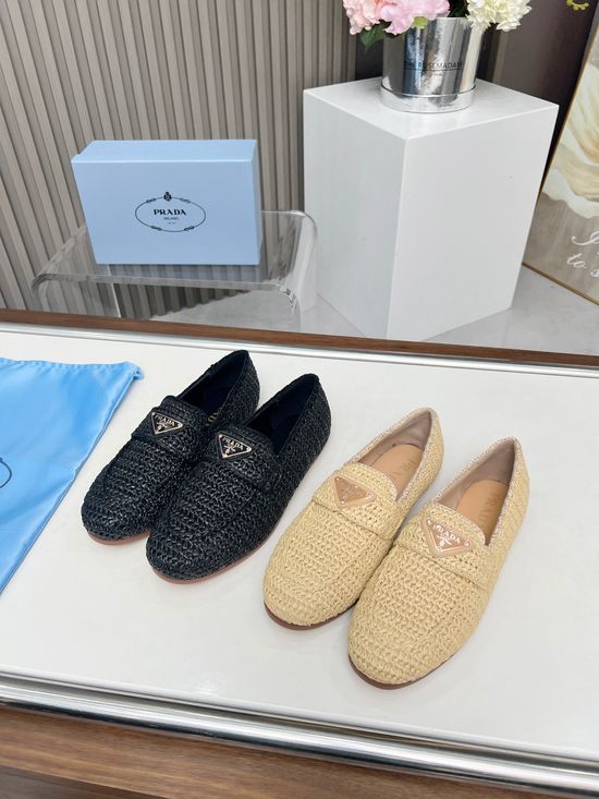 Prada Woven Casual Loafer Slipper Comfortable Footwear