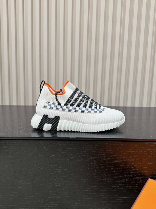 Hermes Premium Leather Suede Casual Comfort Sneakers