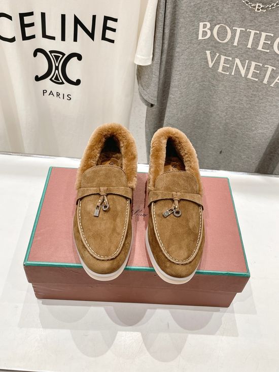 Loro Piana Premium Suede Wool Lined Loafers Comfortable Daily Walking Footwear