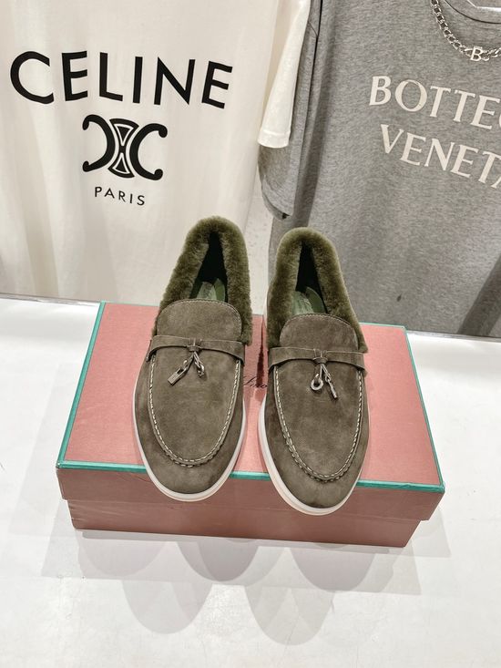 Loro Piana Premium Suede Wool Lined Loafers Comfortable Daily Walking Footwear