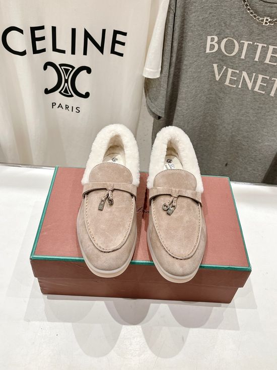 Loro Piana Premium Suede Wool Lined Loafers Comfortable Daily Walking Footwear