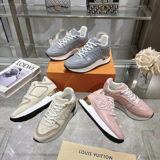 Louis Vuitton Genuine Leather Fashion Sneakers With Hidden Insole