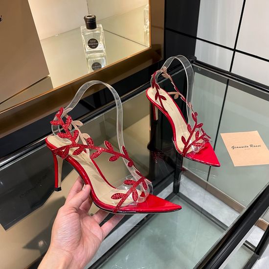 Gianvito Rossi Pointed Toe Rhinestone Embellished High Heel Slides