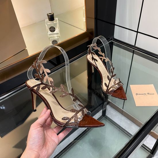 Gianvito Rossi Pointed Toe Rhinestone Embellished High Heel Slides