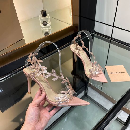 Gianvito Rossi Pointed Toe Rhinestone Embellished High Heel Slides