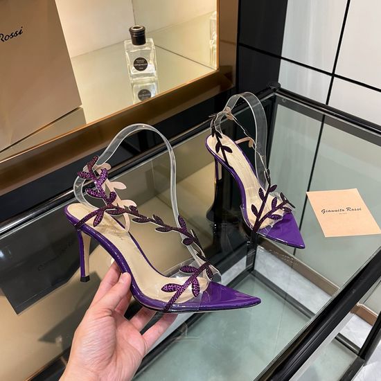 Gianvito Rossi Pointed Toe Rhinestone Embellished High Heel Slides