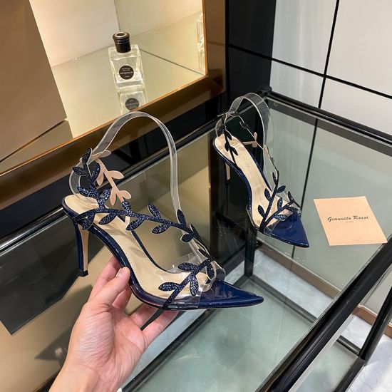Gianvito Rossi Pointed Toe Rhinestone Embellished High Heel Slides