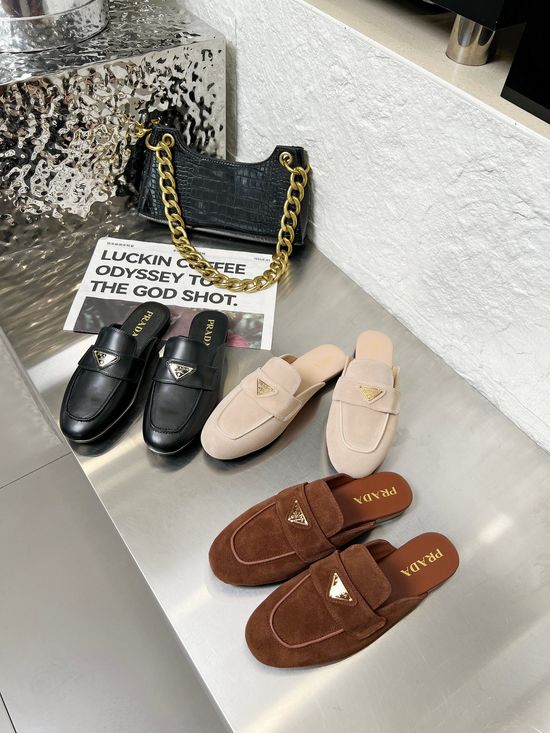 Prada Classic Logo Embellished Casual Loafer Shoes