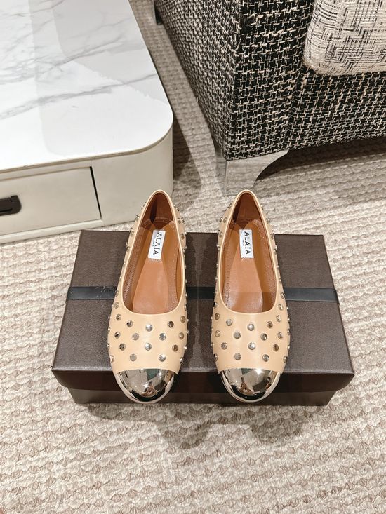 Alaia Premium Leather Ballet Flats Comfortable Soft Daily Footwear
