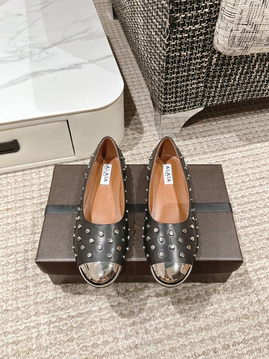 Alaia Premium Leather Ballet Flats Comfortable Soft Daily Footwear