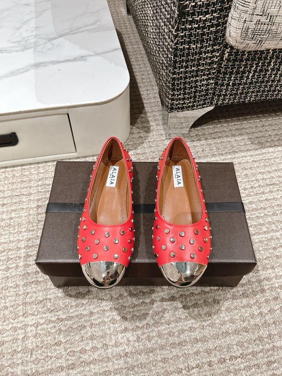 Alaia Premium Leather Ballet Flats Comfortable Soft Daily Footwear