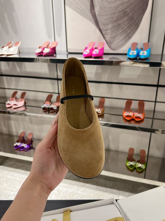 The Row Soft Suede Leather Ballet Flats with Elastic Strap
