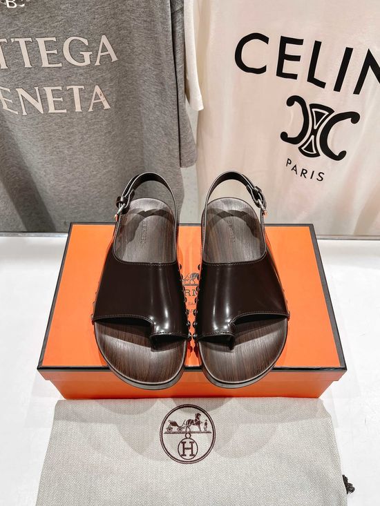 Hermes Classic Leather Upper Comfortable Casual Daily Summer Sandals