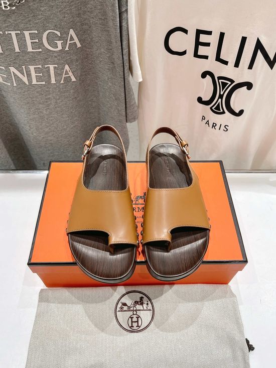 Hermes Classic Leather Upper Comfortable Casual Daily Summer Sandals
