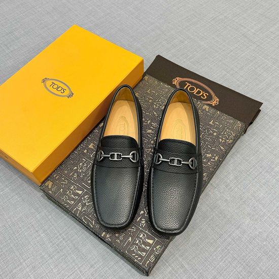 Tods Grain Leather Casual Loafers Black