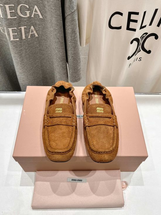 Miu Miu Suede Slip On Comfortable Casual Ballet Flats