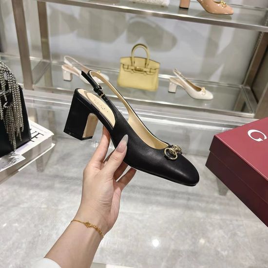 Gucci Classic Sheepskin Pumps with Metal Accent Buckle