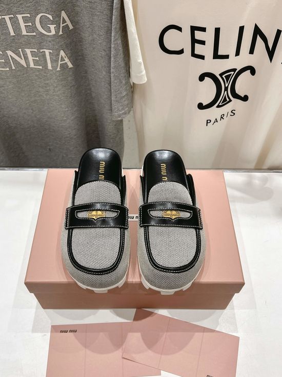 Miu Miu Casual Slip On Closed Toe Comfort Slide Shoes