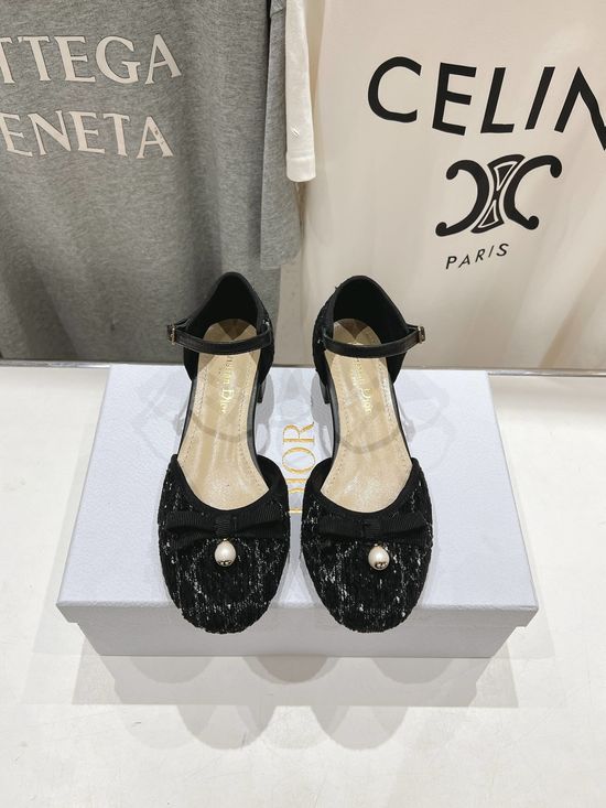 Christian Dior Elegant Leather Upper Flat Mary Jane Casual Shoes
