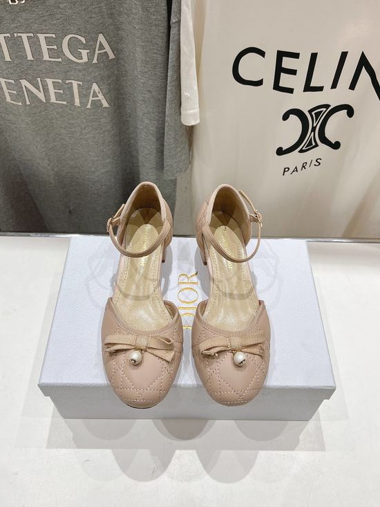 Christian Dior Elegant Leather Upper Flat Mary Jane Casual Shoes