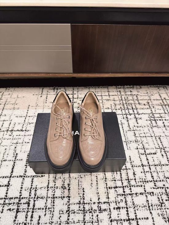 Chanel Vintage Style Thick Sole Leather Loafer Shoes