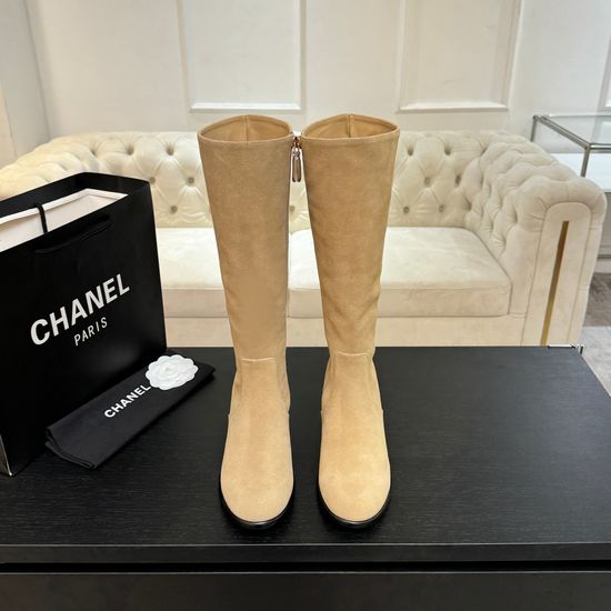 Chanel Premium Leather Knee High Boots With Hardware Accent